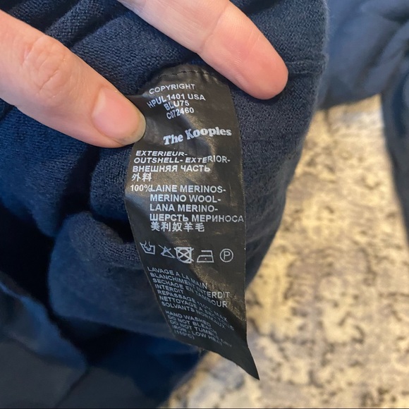 The Kooples Merino Long Sleeve Henley in Blue Petrol - Picture 5 of 6